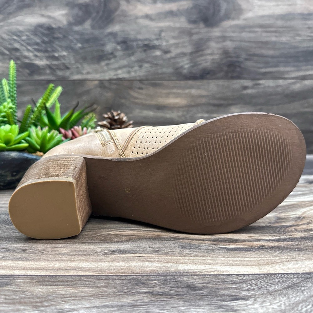 ❌SOLD❌NIB Roan Bed Stu Katherine 9 40 Leather Peep Toe Asymmetrical Booties Bone - Picture 8 of 11